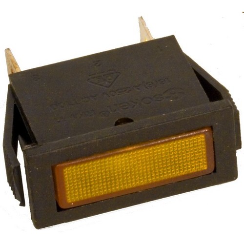 Rectangular Indicator Pilot Lamp Amber 250VAC - A bright, sturdy Incandescent Pilot Lamp that is easy to see.Rectangular Indicator Pilot Lamp Amber 250VAC features include:  250VAC Incandescent Pilot Lamp  Insulation Resistance: 100 milliohm Dielectric Strength: 3000VAC Lamp Life Expectancy: > 10,000 Hrs -13deg;F to 185deg;F Nylon 6/6 Housing with Polycarbonate Lens Brass Terminals Order Qty of 10 = 1 Bag of 10 Below is more info on our Rectangular Indicator Pilot Lamp Amber 250VAC