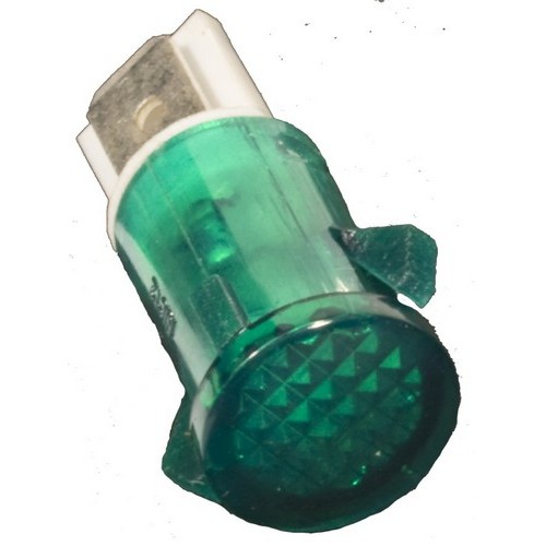 Round Indicator Pilot Lamp Quick Connect Spade Terminal Green 250VAC - Highly visible Incandescent Indicator Lamps.Round Indicator Pilot Lamp Quick Connect Spade Terminal Green 250VAC features include:  Incandescent Indicator Lamps Insulation Resistance: 100 milliohm Dielectric Strength: 3000VAC Lamp Life Expectancy: > 10,000 Hrs -13deg;F to 185deg;F Nylon 6/6 Housing with Polycarbonate Lens Brass Quick Connect Spade Terminals Order Qty of 10 = 1 Bag of 10 Below is more info on our Round Indicator Pilot Lamp Quick Connect Spade Terminal Green 250VAC