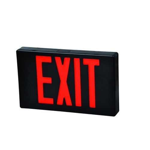 LED Exit Sign Red LED Black Housing Battery Backup - This classic LED Exit Sign is clear and highly visible.LED Exit Sign Red LED Black Housing Battery Backup features include:  Superior Quality Exit Sign Combined with LED Energy Saving Technology In a Low-Profile, Unobtrusive Design Standard AC Only with Battery Back Up Completely Self-Contained Fully Automatic Operation Compact, Low Profile Design in Neutral Finish Push to Test Switch Automatic, Low Voltage Disconnect (LVD) 120 or 277 VAC Operation Injection-Molded, V-O Flame Retardant, High Impact, Thermoplastic Housing Charge Rate/Power On LED Indicator Light Energy Consumption of Less than 4 Watts for Red Letters Listed for Damp Location Universal Mounting Canopy amp; 2 Face Plates for Wall, Side or Top Installation 2.4V 400maH Ni-Cad Battery On Standard Units 90 Minute Battery Run Time UL 924 Listed 5 Year Warranty Order Qty of 1 = 1 Piece Spec Sheet  Below is more info on our LED Exit Sign Red LED Black Housing Battery Backup