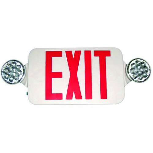 Micro Combo LED Exit Emergency Light Red LED White Housing - Micro Combo LED Exit Emergency Light Red LED White Housing features include: Long Life Energy Saving LED Legend amp; Lamps Completely Self-Contained Fully Automatic Operation Push to Test...