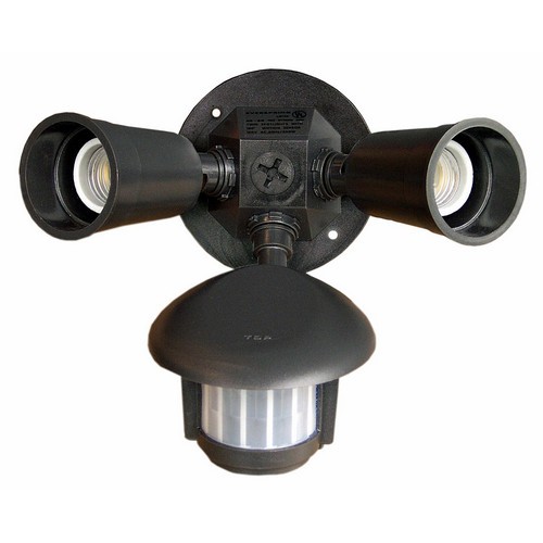 Motion Activated Twin Par Light Bronze - Our Motion Detector Light saves energy while being very functional.Motion Activated Twin Par Light Bronze features include:  Turns Lights on Automatically When Motion is Detected Ideal for Walkways, Entrances and Patios For Use with Two 150 Watt (Max) Outdoor Lamps (Lamps Not Included) 180 Degree Detection Angle and Up to 53 Feet Can be Wall or Eave Mounted Auto/Off/Manual Override Switch Time/Lux Adjustable Switch Reduces False Alarms Durable High Impact Nonmetallic Construction Weather Resistant Housing Provides Years of Trouble-Free Service AC 120V/60 Hz Voltage UL Listed Order Qty of 1 = 1 Piece Spec Sheet  Below is more info on our Motion Activated Twin Par Light Bronze