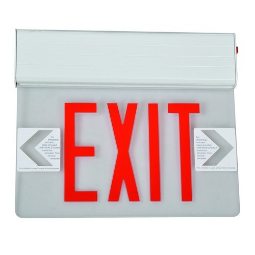 Surface Mount Edge Lit Exit Sign Double Sided Legend Red LED White Housing - Our Multiple Mount LED Exit Signs can go anywhere.Surface Mount Edge Lit Exit Sign Double Sided Legend Red LED White Housing features include:  Universal Mount LED Edge Lit Exit Signs have Compact, low-profile design Energy consumption of less than 5 watts for battery backup units Emergency battery backup model is completely self-contained Infield installation directional indicators Tri-mount canopy provides top, end or back mounting convenience (Surface only) Premium Grade extruded Aluminum housing AC on indicator light and test switch Ni-Cad battery 120/277 Volt operation Solid State electronics and charger board UV stabilized ultra clear acrylic panelPremium high output ultra bright LEDrsquo;s (73402-73407) Double Sided fixtures have a Mylar separator in center so you only see EXIT from one side UL Listed  5 Year Warranty Order Qty of 1 = 1 Piece Spec Sheet  Below is more info on our Surface Mount Edge Lit Exit Sign Double Sided Legend Red LED White Housing