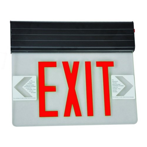 Surface Mount Edge Lit Exit Sign Single Sided Legend Red LED Black Housing - Our Multiple Mount LED Exit Signs can go anywhere.Surface Mount Edge Lit Exit Sign Single Sided Legend Red LED Black Housing features include:  Universal Mount LED Edge Lit Exit Signs have Compact, low-profile design Energy consumption of less than 5 watts for battery backup units Emergency battery backup model is completely self-contained Infield installation directional indicators Tri-mount canopy provides top, end or back mounting convenience (Surface only) Premium Grade extruded Aluminum housing AC on indicator light and test switch Ni-Cad battery 120/277 Volt operation Solid State electronics and charger board UV stabilized ultra clear acrylic panelPremium high output ultra bright LEDrsquo;s Single Side Legend Only(Must purchase Double Sided Face Plate Separately) UL Listed  5 Year Warranty Order Qty of 1 = 1 Piece Spec Sheet  Below is more info on our Surface Mount Edge Lit Exit Sign Single Sided Legend Red LED Black Housing