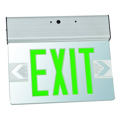 Surface Mount Edge Lit Exit Sign Single Sided Legend Green LED Aluminum Housing - Our Multiple Mount LED Exit Signs can go anywhere.Surface Mount Edge Lit Exit Sign Single Sided Legend Green LED Aluminum Housing features include:  Universal Mount LED Edge Lit Exit Signs have Compact, low-profile design Energy consumption of less than 5 watts for battery backup units Emergency battery backup model is completely self-contained Infield installation directional indicators Tri-mount canopy provides top, end or back mounting convenience (Surface only) Premium Grade extruded Aluminum housing AC on indicator light and test switch Ni-Cad battery 120/277 Volt operation Solid State electronics and charger board UV stabilized ultra clear acrylic panelPremium high output ultra bright LEDrsquo;s Single Side Legend Only(Must purchase Double Sided Face Plate Separately) UL Listed  5 Year Warranty Order Qty of 1 = 1 Piece Spec Sheet  Below is more info on our Surface Mount Edge Lit Exit Sign Single Sided Legend Green LED Aluminum Housing