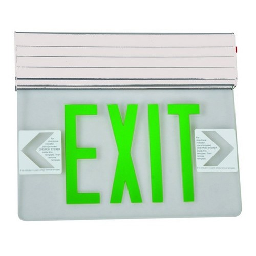 Surface Mount Edge Lit Exit Sign Single Sided Legend Green LED White Housing - Our Multiple Mount LED Exit Signs can go anywhere.Surface Mount Edge Lit Exit Sign Single Sided Legend Green LED White Housing features include:  Universal Mount LED Edge Lit Exit Signs have Compact, low-profile design Energy consumption of less than 5 watts for battery backup units Emergency battery backup model is completely self-contained Infield installation directional indicators Tri-mount canopy provides top, end or back mounting convenience (Surface only) Premium Grade extruded Aluminum housing AC on indicator light and test switch Ni-Cad battery 120/277 Volt operation Solid State electronics and charger board UV stabilized ultra clear acrylic panelPremium high output ultra bright LEDrsquo;s Single Side Legend Only(Must purchase Double Sided Face Plate Separately) UL Listed  5 Year Warranty Order Qty of 1 = 1 Piece Spec Sheet  Below is more info on our Surface Mount Edge Lit Exit Sign Single Sided Legend Green LED White Housing