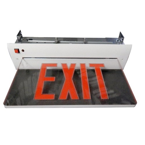 Recessed Mount Edge Lit Exit Sign Double Sided Legend Red LED White Housing - A stylish, Edge Lit LED Exit Sign.Recessed Mount Edge Lit Exit Sign Double Sided Legend Red LED White Housing features include:  Universal Mount LED Edge Lit Exit Signs have Compact, low-profile design Energy consumption of less than 5 watts for battery backup units Emergency battery backup model is completely self-contained Infield installation directional indicators Premium Grade extruded Aluminum housing AC on indicator light and test switch Ni-Cad battery 120/277 Volt operation Solid State electronics and charger board UV stabilized ultra clear acrylic panelPremium high output ultra bright LEDrsquo;s Double Sided fixtures have a Mylar separator in center so you only see EXIT from one side UL Listed  5 Year Warranty Order Qty of 1 = 1 Piece Spec Sheet  Below is more info on our Recessed Mount Edge Lit Exit Sign Double Sided Legend Red LED White Housing