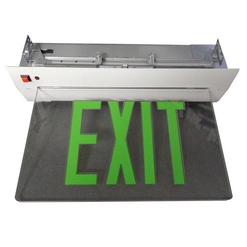 Recessed Mount Edge Lit Exit Sign Double Sided Legend Green LED White Housing - A stylish, Edge Lit LED Exit Sign.Recessed Mount Edge Lit Exit Sign Double Sided Legend Green LED White Housing features include:  Universal Mount LED Edge Lit Exit Signs have Compact, low-profile design Energy consumption of less than 5 watts for battery backup units Emergency battery backup model is completely self-contained Infield installation directional indicators Premium Grade extruded Aluminum housing AC on indicator light and test switch Ni-Cad battery 120/277 Volt operation Solid State electronics and charger board UV stabilized ultra clear acrylic panelPremium high output ultra bright LEDrsquo;s Double Sided fixtures have a Mylar separator in center so you only see EXIT from one side UL Listed  5 Year Warranty Order Qty of 1 = 1 Piece Spec Sheet  Below is more info on our Recessed Mount Edge Lit Exit Sign Double Sided Legend Green LED White Housing