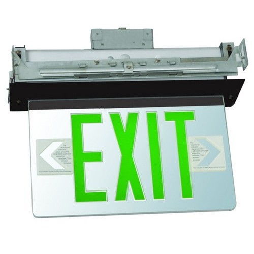 Recessed Mount Edge Lit Exit Sign Double Sided Legend Green LED Black Housing - A stylish, Edge Lit LED Exit Sign.Recessed Mount Edge Lit Exit Sign Double Sided Legend Green LED Black Housing features include:  Universal Mount LED Edge Lit Exit Signs have Compact, low-profile design Energy consumption of less than 5 watts for battery backup units Emergency battery backup model is completely self-contained Infield installation directional indicators Premium Grade extruded Aluminum housing AC on indicator light and test switch Ni-Cad battery 120/277 Volt operation Solid State electronics and charger board UV stabilized ultra clear acrylic panelPremium high output ultra bright LEDrsquo;s Double Sided fixtures have a Mylar separator in center so you only see EXIT from one side UL Listed  5 Year Warranty Order Qty of 1 = 1 Piece Spec Sheet  Below is more info on our Recessed Mount Edge Lit Exit Sign Double Sided Legend Green LED Black Housing