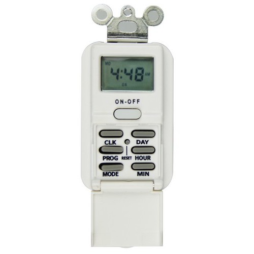 7 Day In Wall Digital Timer - White Digital 7 Day Programmable Timer for indoors and out.7 Day In Wall Digital Timer White features include:  Digital 7 Day In Wall Programmable Timer can replace standard wall switch to provide automatic control of outdoor or indoor lighting (incandescent and fluorescent light), fans, pumps, office machines, and other types of circuits Replaces existing ordinary wall switch - Indoor Use Only 7 On/Off Events Per Day Timer Program Override by On/Off button Large, easy to read digital display, to-the-minute accuracy NIMh Battery Backup (replaceable) save the time and program settings when the unit is unplugged or there is a power outage Multiple Daily Settings Options: All days of the week, Individual days of the week, 5 weekdays, 2 weekend days Compatible with CFL amp; LED Lights Netural Required Provides random setting function in order to adjust the On/Off schedule within a range of +/-30mins Single pole 15A, 120V 60Hz, 1/4 HP Resistive Rating: 15A 1875W @ 125V Tungsten Incandescent Rating: 8A 1000 Watts Ballast Standard 8A @ 125V Motor Load: frac14; HP Operating Temperatures: 32deg;F to +158deg;F(0deg;C to 70deg;C) Neutral Required Wallplate Included Individually Boxed UL/cUL Listed Order Qty of 1 = 1 Piece Below is more info on our 7 Day In Wall Digital Timer White