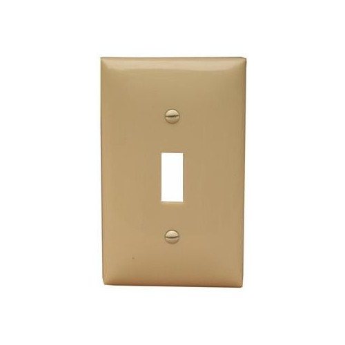 Lexan Wall Plates 1 Gang Toggle Switch Ivory - A durable 1 Gang Wall Plate for Toggle Switch.Lexan Wall Plates 1 Gang Toggle Switch Ivory features include:  Toggle Switch Wall plate is highly resistant to impact, abrasion, oil, acids and discoloration Ideal for use in high-abuse areas Smooth, easy to clean surface Wall plate for toggle switch is round on edges to prevent injury and wall damage Supplied with color matching painted metal mounting screws Mounting Screws individually wrapped in a small plastic bag to protect plate from scratches Specification Grade - meets all current Federal Specifications Conform to NEMA amp; ANSI standards Flammability rating UL94V-2 UL Listed Order Qty of 1 = 1 Piece Below is more info on our Lexan Wall Plates 1 Gang Toggle Switch Ivory