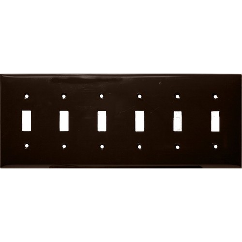 Lexan Wall Plates 6 Gang Toggle Switch Brown - Large 6 Gang Wall Plate Toggle Switch for big rooms.Lexan Wall Plates 6 Gang Toggle Switch Brown features include:  Toggle Switch Wall plate is highly resistant to impact, abrasion, oil, acids and discol...