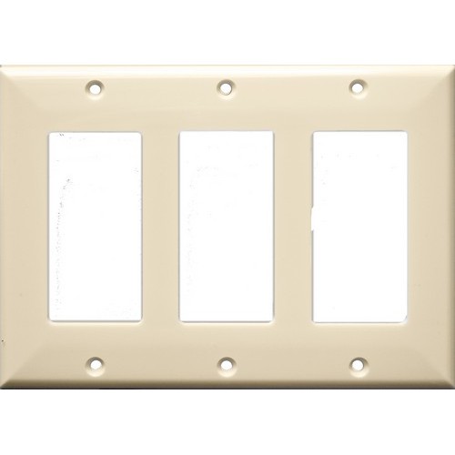 Lexan Wall Plates 3 Gang Decorative/GFCI Almond - You can't beat this 3 Gang Decorative/GFCI Wall Plate.Lexan Wall Plates 3 Gang Decorative/GFCI Almond features include:  Decorative/GFCI wall plate is highly resistant to impact, abrasion, oil, acids and discoloration Ideal for use in high-abuse areas Smooth, easy to clean surface Round on edges to prevent injury and wall damage Supplied with color matching painted metal mounting screws Mounting Screws individually wrapped in a small plastic bag to protect plate from scratches Specification Grade - meets all current Federal Specifications Decorative/GFCI wall plate conforms to NEMA amp; ANSI standards Flammability rating UL94V-2 UL Listed Order Qty of 1 = 1 Piece Below is more info on our Lexan Wall Plates 3 Gang Decorative/GFCI Almond