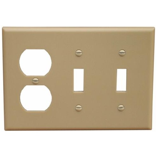 Lexan Wall Plates 3 Gang 1 Duplex 2 Toggle Ivory - This 3 Gang Wall Plate is for a Duplex and two toggles.Lexan Wall Plates 3 Gang 1 Duplex 2 Toggle Ivory features include:  Lexan Wall plates are highly resistant to impact, abrasion, oil, acids and discoloration Ideal for use in high-abuse areas Smooth, easy to clean surface Round on edges to prevent injury and wall damage Supplied with color matching painted metal mounting screws Mounting Screws individually wrapped in a small plastic bag to protect plate from scratches Specification Grade - meets all current Federal Specifications Lexan Wall plates conform to NEMA amp; ANSI standards Flammability rating UL94V-2 UL Listed Order Qty of 1 = 1 Piece Below is more info on our Lexan Wall Plates 3 Gang 1 Duplex 2 Toggle Ivory