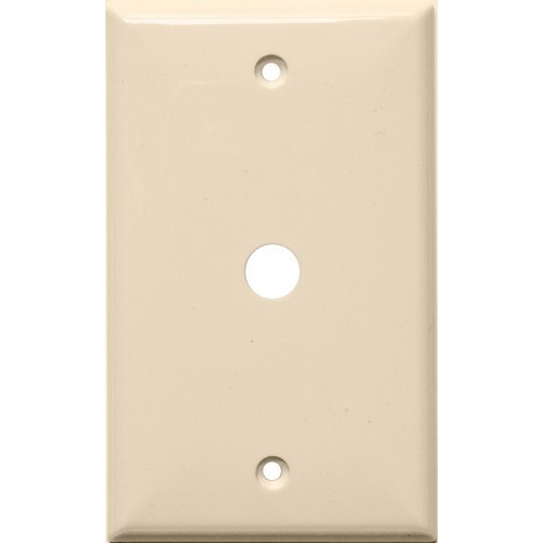 Lexan Wall Plates 1 Gang Cable .625 Almond - A 1 Gang Wall Plate for Cable.Lexan Wall Plates 1 Gang Cable .625 Almond features include:  Cable Wall Plate highly resistant to impact, abrasion, oil, acids and discoloration Ideal for use in high-abuse areas Smooth, easy to clean surface Round on edges to prevent injury and wall damage Supplied with color matching painted metal mounting screws Mounting Screws individually wrapped in a small plastic bag to protect plate from scratches Specification Grade - meets all current Federal Specifications Cable Wall Plate conforms to NEMA amp; ANSI standards Flammability rating UL94V-2 Dimension Measurements = Inches UL Listed Order Qty of 1 = 1 Piece Below is more info on our Lexan Wall Plates 1 Gang Cable .625 Almond