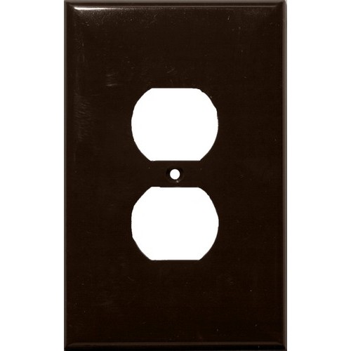 Lexan Wall Plates 1 Gang Oversize Duplex Receptacle Brown - An oil resistant 1 Gang Wall Plate for an Oversize Duplex Receptacle.Lexan Wall Plates 1 Gang Oversize Duplex Receptacle Brown features include:  Oversize Lexan wall plates are highly resistant to impact, abrasion, oil, acids and discoloration Ideal for use in high-abuse areas Oversize wallplates are good if an error is made in cutting the hole for the box Smooth, easy to clean surface Round on edges to prevent injury and wall damage Supplied with color matching painted metal mounting screws Mounting Screws individually wrapped in a small plastic bag to protect plate from scratches Specification Grade - meets all current Federal Specifications Oversize Lexan wall plates conform to NEMA amp; ANSI standards Flammability rating UL94V-2 UL Listed Order Qty of 1 = 1 Piece Below is more info on our Lexan Wall Plates 1 Gang Oversize Duplex Receptacle Brown
