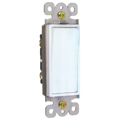 Decorative Switches White 3 Way 15A-120/277V - Our Decorative Switch wires quickly and easily.Decorative Switches White 3 Way 15A-120/277V features include:  3 Way Decorative Switch 15A 120/277V Smooth Quiet Paddle Action Made of GE Lexan Steel mounting strap Zinc-Plated for corrosion resistance Washer-type break-off plaster ear for best flush alignment Captive mounting screws Back and side wiring for easy installation Large head Tri-combination screws for quick wiring Easy Access Green Hex Head Ground Screw Accepts #12 or #14 Stranded or Solid Copper wire(Push-In #14 Solid Only)  Copper Wire Only UL 94V-2 Flame Rating Temperature Rating:-40deg;F to 167deg;F Wallplate Not Included UL listed Order Qty of 1 = 1 Piece Below is more info on our Decorative Switches White 3 Way 15A-120/277V