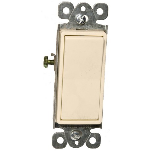 Decorative Switches Almond Single Pole 15A-120/277V - Our Decorative Switch wires quickly and easily.Decorative Switches Almond Single Pole 15A-120/277V features include:  Single Pole Decorative Switch 15A 120/277V Smooth Quiet Paddle Action Made of GE Lexan Steel mounting strap Zinc-Plated for corrosion resistance Washer-type break-off plaster ear for best flush alignment Captive mounting screws Back and side wiring for easy installation Large head Tri-combination screws for quick wiring Easy Access Green Hex Head Ground Screw Accepts #12 or #14 Stranded or Solid Copper wire(Push-In #14 Solid Only)  Copper Wire Only UL 94V-2 Flame Rating Temperature Rating:-40deg;F to 167deg;F Wallplate Not Included UL listed Order Qty of 1 = 1 Piece Below is more info on our Decorative Switches Almond Single Pole 15A-120/277V