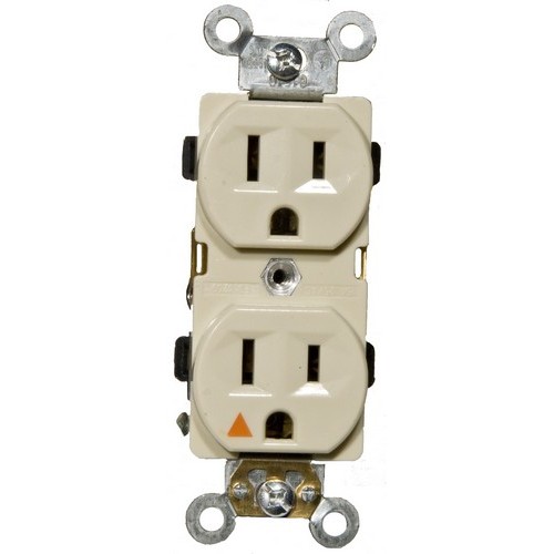 Isolated Ground Duplex Receptacle Ivory 15A-125V - An Isolated Ground Duplex Receptacle for multiple applications.Isolated Ground Duplex Receptacle Ivory 15A-125V features include:  Isolated Ground Duplex Receptacle can reduce electrical noise by providing a noise-free ground return Easily Identified by triangle on face of receptacle 2 pole, 3 wire Back amp; Side wire Shallow design for maximum wiring room Made of GE Lexan, Steel Mounting Strap Accepts #10 or #14 Stranded or Solid Copper wire(Push-In #14 Solid Only) Easy Access Green Hex Head Ground Screw Washer-type break-off plaster ear for best flush alignment Captive Tri-Combination mounting screws Large head combination screws for quick wiring UL 94V-2 Flame Rating Temperature Rating: -40deg;F to 167deg;F UL listed Order Qty of 1 = 1 Piece Below is more info on our Isolated Ground Duplex Receptacle Ivory 15A-125V