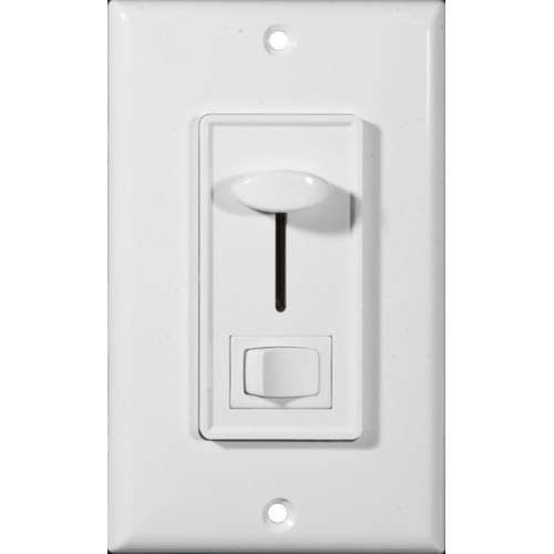Slide Dimmer With Switch White Single Pole - Slide Dimmer with on/off Switch for greater versatility.Slide Dimmer With Switch White Single Pole features include: Fits standard wall box Suppresses Radio Frequency Interference (RFI) Decorator Style permits ganging with other decorative devices Wire leads provide for fast and  easy assembly and  wiring Electronic Low Voltage Magnetic Low Voltage Includes Wallplate 700 Watt On/Off Switch UL listed Order Qty of 1 = 1 Piece Below is more info on our Slide Dimmer With Switch White Single Pole