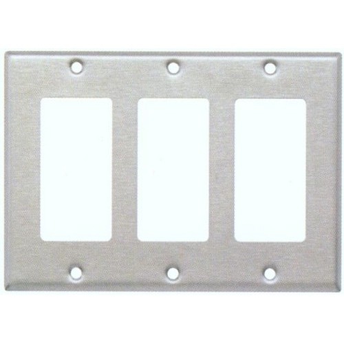 430 Stainless Steel Wall Plates 3 Gang Decorative/GFCI - 430 Stainless Steel Wall Plates 3 Gang Decorative/GFCI430 Stainless Steel Wall Plates 3 Gang Decorative/GFCI features include:  Made of 430 Stainless Steel Wall plate provides extended life in abusive and corrosive environments Contemporary smooth finish and contoured edges enhance installation appearance Smooth finish without recessed lines is easy to clean and maintain attractive appearance UL listed Order Qty of 1 = 1 Piece Below is more info on our 430 Stainless Steel Wall Plates 3 Gang Decorative/GFCI