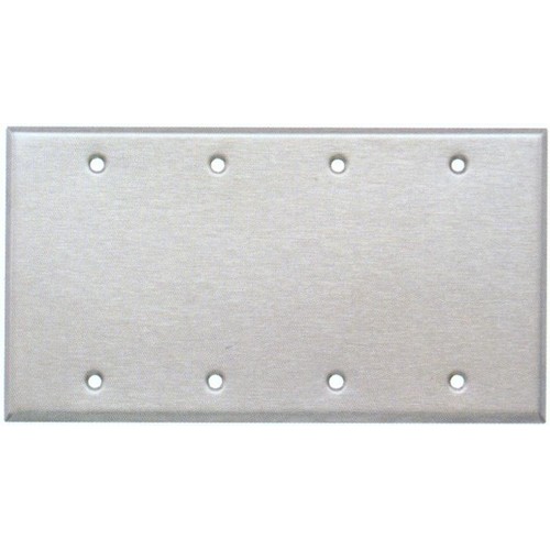 430 Stainless Steel Wall Plates 4 Gang Blank - A large and tough 430 Stainless Steel Wall Plates 4 Gang Blank430 Stainless Steel Wall Plates 4 Gang Blank features include:  Made of 430 Stainless Steel Wall plate provides extended life in abusive and corrosive environments Contemporary smooth finish and contoured edges enhance installation appearance Smooth finish without recessed lines is easy to clean and maintain attractive appearance UL listed Order Qty of 1 = 1 Piece Below is more info on our 430 Stainless Steel Wall Plates 4 Gang Blank