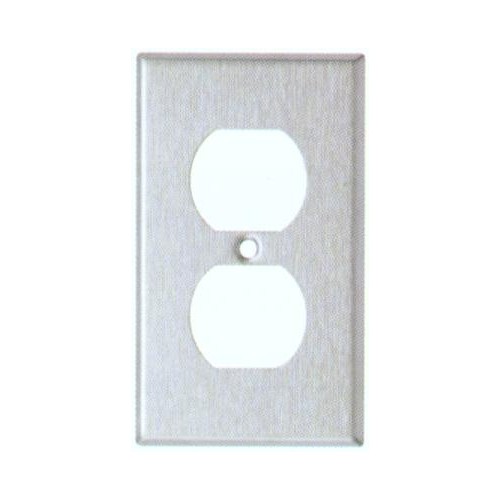 430 Stainless Steel Wall Plates Midsize 1 Gang Duplex Receptacle - 430 Stainless Steel Wall Plates Midsize 1 Gang Duplex Receptacle430 Stainless Steel Wall Plates Midsize 1 Gang Duplex Receptacle features include:  Made of 430 Stainless Steel Midsize wall plates are great to hide imperfections in drywall and plaster Wall plate provides extended life in abusive and corrosive environments Contemporary smooth finish and contoured edges enhance installation appearance Smooth finish without recessed lines is easy to clean and maintain attractive appearance UL listed Order Qty of 1 = 1 Piece Below is more info on our 430 Stainless Steel Wall Plates Midsize 1 Gang Duplex Receptacle