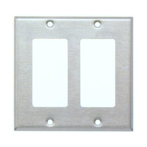 304 Stainless Steel Wall Plates 2 Gang Decorative/GFCI - This 304 Stainless Steel Wall Plates 2 Gang Decorative/GFCI is perfect for commercial and decorative residential applications.304 Stainless Steel Wall Plates 2 Gang Decorative/GFCI features include:  Made of 304 Stainless Steel which is nonmagnetic Wall plate provides extended life in abusive and corrosive environments Contemporary smooth finish and contoured edges enhance installation appearance Smooth finish without recessed lines is easy to clean and maintain attractive appearance UL listed Order Qty of 1 = 1 Piece Below is more info on our 304 Stainless Steel Wall Plates 2 Gang Decorative/GFCI