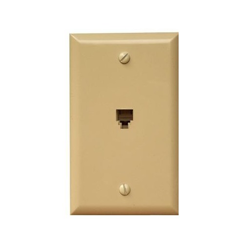 Single RJ14 6 Conductor Phone Jack Wallplate Ivory - A high-quality RJ14 Phone Jack for all applications.Single RJ14 6 Conductor Phone Jack Wallplate Ivory features include:  Flush Decorative Phone wallplate UL94V-0 Flame Retardant Plastic 50 Micro Inches of Gold Plating Meets FCC Requirements Complies with UL Standard 1863 and Article 800-51 of The National Electrical Code UL/CSA Listed Order Qty of 1 = 1 Piece Below is more info on our Single RJ14 6 Conductor Phone Jack Wallplate Ivory
