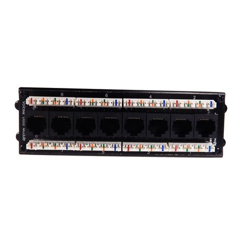 8 Port Cat5E Voice/Data Module - A great Cat5E Data and Voice Patch Panel for home networks.8 Port Cat5E Voice/Data Module features include:  Basic Home Networking Expansion Module Cat5E Data Voice Patch Panel Patches phone or data connections to 8 locations Combine with a TLDM, key system, or network hubs for additional applications Printed circuit board module 4-pair 110-type IDC punchdowns and 8 Cat5E RJ-45 ports Order Qty of 1 = 1 Piece Below is more info on our 8 Port Cat5E Voice/Data Module