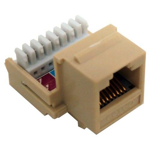 Cat5E (RJ45) Unshielded Keystone Jacks-Rear Entry Ivory - A color-coded Cat5e Keystone Jack for Data Communications applications.Cat5E (RJ45) Unshielded Keystone Jacks-Rear Entry Ivory features include:  Use Cat5E Keystone Jack for Voice or Data Networks Conductor Termination at Rear Jack Complies with TIA/EIA-568-C-2, ISO 1801 2nd Edition Class E, NEC Article 800 100 Mhz Bandwidth 1000 Mbps (1 Gbps) Data Transmission Rate 110 punch down amp; Krone Type Termination 8 Conductor 22-26 Awg Solid amp; Stranded wire Conforms to TIA/EIA 568A amp; 568B Wiring Color Codes Contacts have 50u Gold Plating Flammability Rating: UL94V-0 Punch Down Tool Needed UL Listed Order Qty of 1 = 1 Piece Below is more info on our Cat5E (RJ45) Unshielded Keystone Jacks-Rear Entry Ivory