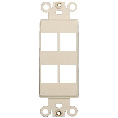 Decorative DataComm Frame For Keystone Jacks and Modular Inserts Four Ports Lt. Almond - Impact and Oil Resistant Decorative frame for Keystone Jack and Modular Inserts.Decorative DataComm Frame For Keystone Jacks and Modular Inserts Four Ports Lt. Almond features include:  Datacomm frame is highly resistant to impact, abrasion, oil, acids and discoloration Ideal for use in high-abuse areas Smooth, easy to clean surface Compatible with Morris #88030 amp; 88031 Keystone jacks only and Modular Inserts If using other manufacturers Keystone jacks maximum acceptable Keystone jack width is .65