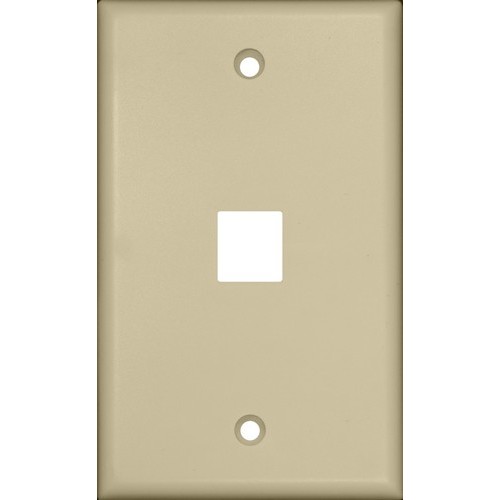 Datacomm Wallplate For Keystone Jacks  Modular Inserts One Port Ivory - An impact-resistant Wallplate for Keystone Jacks and Modular Inserts.Datacomm Wallplate For Keystone Jacks  Modular Inserts One Port Ivory features include:  Datacomm wallplate is highly resistant to impact, abrasion, oil, acids and discoloration Ideal for use in high-abuse areas Mounts to standard junction boxes Compatible with all Keystone jacks and Modular Inserts Smooth, easy to clean surface Round on edges to prevent injury and wall damage Supplied with color matching painted metal mounting screws Mounting Screws individually wrapped in a small plastic bag to protect plate from scratches Specification Grade - meets all current Federal Specifications Datacomm wallplate conforms to NEMA amp; ANSI standards Made of Polycarbonate Flammability rating UL94V-2 UL Listed Order Qty of 1 = 1 Piece Below is more info on our Datacomm Wallplate For Keystone Jacks  Modular Inserts One Port Ivory