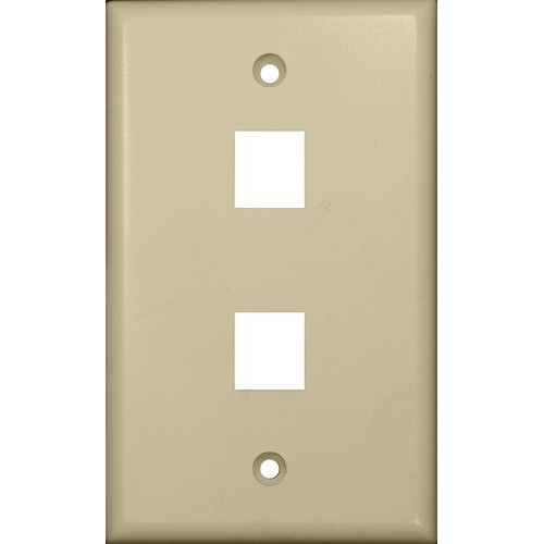 Datacomm Wallplate For Keystone Jacks and Modular Inserts Two Ports Ivory - An impact-resistant Wallplate for Keystone Jacks and Modular Inserts.Datacomm Wallplate For Keystone Jacks and Modular Inserts Two Ports Ivory features include:  Datacomm wallplate is highly resistant to impact, abrasion, oil, acids and discoloration Ideal for use in high-abuse areas Mounts to standard junction boxes Compatible with all Keystone jacks and Modular Inserts Smooth, easy to clean surface Round on edges to prevent injury and wall damage Supplied with color matching painted metal mounting screws Mounting Screws individually wrapped in a small plastic bag to protect plate from scratches Specification Grade - meets all current Federal Specifications Datacomm wallplate conforms to NEMA amp; ANSI standards Made of Polycarbonate Flammability rating UL94V-2 UL Listed Order Qty of 1 = 1 Piece Below is more info on our Datacomm Wallplate For Keystone Jacks and Modular Inserts Two Ports Ivory