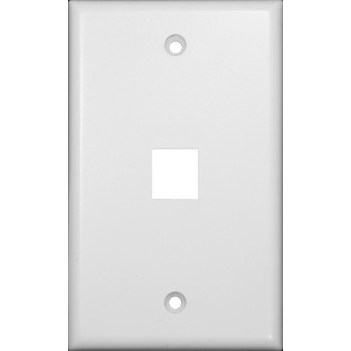 Datacomm Wallplate For Keystone Jacks  Modular Inserts One Port White - An impact-resistant Wallplate for Keystone Jacks and Modular Inserts.Datacomm Wallplate For Keystone Jacks  Modular Inserts One Port White features include:  Datacomm wallplate is highly resistant to impact, abrasion, oil, acids and discoloration Ideal for use in high-abuse areas Mounts to standard junction boxes Compatible with all Keystone jacks and Modular Inserts Smooth, easy to clean surface Round on edges to prevent injury and wall damage Supplied with color matching painted metal mounting screws Mounting Screws individually wrapped in a small plastic bag to protect plate from scratches Specification Grade - meets all current Federal Specifications Datacomm wallplate conforms to NEMA amp; ANSI standards Made of Polycarbonate Flammability rating UL94V-2 UL Listed Order Qty of 1 = 1 Piece Below is more info on our Datacomm Wallplate For Keystone Jacks  Modular Inserts One Port White