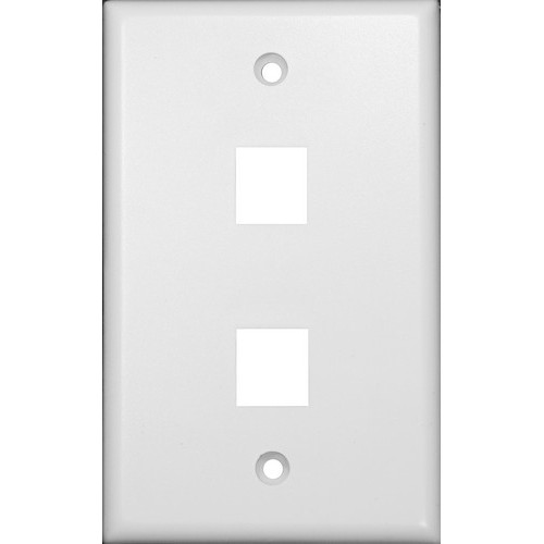 Datacomm Wallplate For Keystone Jacks and Modular Inserts Two Ports White - An impact-resistant Wallplate for Keystone Jacks and Modular Inserts.Datacomm Wallplate For Keystone Jacks and Modular Inserts Two Ports White features include:  Datacomm wallplate is highly resistant to impact, abrasion, oil, acids and discoloration Ideal for use in high-abuse areas Mounts to standard junction boxes Compatible with all Keystone jacks and Modular Inserts Smooth, easy to clean surface Round on edges to prevent injury and wall damage Supplied with color matching painted metal mounting screws Mounting Screws individually wrapped in a small plastic bag to protect plate from scratches Specification Grade - meets all current Federal Specifications Datacomm wallplate conforms to NEMA amp; ANSI standards Made of Polycarbonate Flammability rating UL94V-2 UL Listed Order Qty of 1 = 1 Piece Below is more info on our Datacomm Wallplate For Keystone Jacks and Modular Inserts Two Ports White