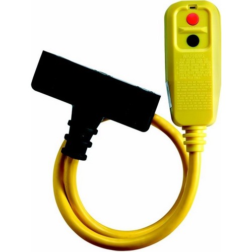 Right Angle Tri-Tap Portable GFCI - A Right Angle Portable GFCI for specific on-site protection.Right Angle Tri-Tap Portable GFCI features include:  Portable GFCI Products provide personal protection from ground faults amp; open neutral conditions anywhere electrical equipment is used Provides portable protection on tools, appliances, outdoor equipment, etc. For indoor or temporary outdoor use Rainproof Great for jobsites, workshops or marinas 3 outlet power cord GFCI protection against hazardous shock Class A GFCI 4-6mA Trip Grounded  Open Neutral Protection 1875 Watt 120 Volt/15 Amp NEMA 5-15P amp; (3) 5-15R Insulation Volts: 1500 V RMS Automatic Reset 2 Ft. 12/3 AWG SJTW Cord Operating Temperature: -31deg;F to 151deg;F(-35deg;C to 66deg;C) Complies with NEC 305-6 cULus Listed Order Qty of 1 = 1 Piece Below is more info on our Right Angle Tri-Tap Portable GFCI