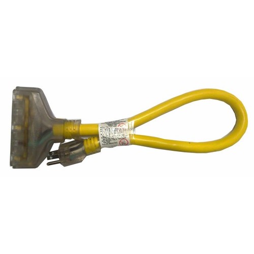 Heavy Duty Tri-Tap Extension Cord - 3 Outlet - Industry standard Heavy Duty Tri-Tap Extension Cord - 3 Outlet.Heavy Duty Tri-Tap Extension Cord - 3 Outlet features include:  Hi-Vis Yellow Cord Heavy Duty 2 Foot Extension Cord with 3 Prong Plug  Light...
