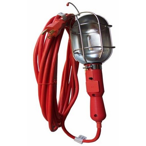 Trouble Light - Portable Hand Lamps 25' - A 75 Watt Trouble Light for the garage or the job site.Trouble Light - Portable Hand Lamps 25' features include:  16/3 SJT Cord 13 Amp-125 Volt Off/On Push-Thru Switch Metal Swing Bulb Guard Metal Socket Orange Color 75 Watt bulb Max (not included) Approved under OSHA Standards for general use Heat amp; shock resistant plastic handles Cord stay flexible at low temperatures Grounded Outlet in Handle UL Listed Order Qty of 1 = 1 Piece Below is more info on our Trouble Light - Portable Hand Lamps 25'