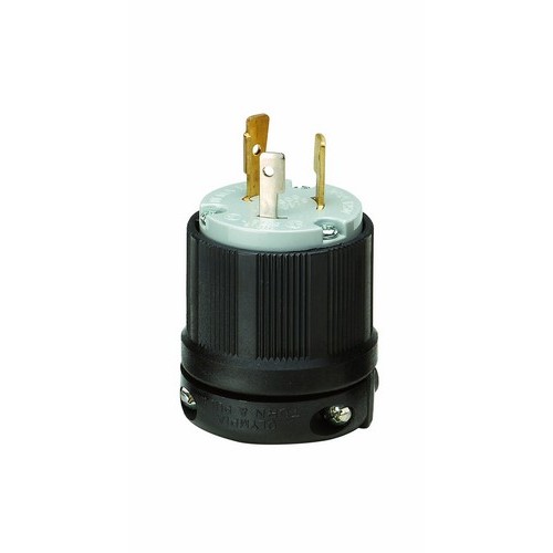 Twist Lock Male Plugs 2 Pole 3 Wire 20A 125VAC - Male Twist Lock Plugs and Receptacles are Perfect for Generators and Other Equipment Power Applications.Twist Lock Male Plugs 2 Pole 3 Wire 20A 125VAC features include:  Commonly used with most generators Rugged Nylon/Polycarbonate Construction resists impact, abrasion, sunlight  chemicals Grooved Housing for enhanced grip All contacts are solid one-piece brass for superior conductivity and reduced heat rise Heavy duty power contacts set in deep pockets to resist damage Heavy duty brass combo head terminal screws Clear terminal chamber allows for visual inspection of terminals Cord strain relief and rubber grommet to seal from environment Includes grounding screw cULus Listed Order Qty of 1 = 1 Piece Below is more info on our Twist Lock Male Plugs 2 Pole 3 Wire 20A 125VAC