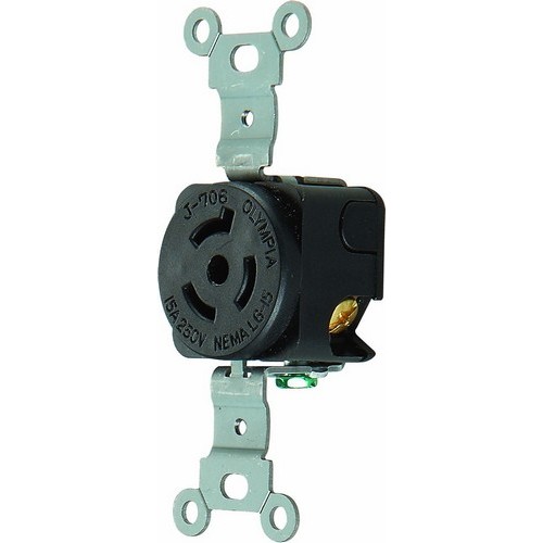 89737 601986897372 Twist Lock Wall Mount Receptacles - 2 Pole 3 Wire 15A 250V - Our Twist Lock Wall Mount Receptacles are Excellent for a wide range of Equipment Power Applications.Twist Lock Wall Mount Receptacles - 2 Pole 3 Wire 15A 250V features include:  Flush mount design Rugged Phenolic cover with PBT(Polybutylene Terephthalate) base construction resists impact, abrasion, sunlight  chemicals All contacts are solid one-piece Brass for superior conductivity and reduced heat rise Heavy duty power contacts set in deep pockets to resist damage Heavy duty Brass combo head terminal screws Includes grounding screw cULus Listed Order Qty of 1 = 1 PieceBelow is more info on our Twist Lock Wall Mount Receptacles - 2 Pole 3 Wire 15A 250V