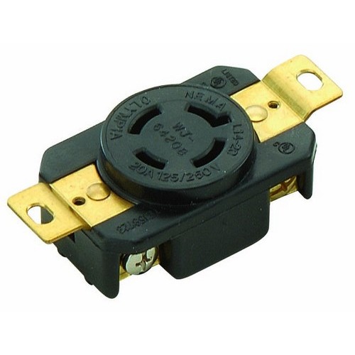 89742 601986897426 Twist Lock Wall Mount Receptacles - 3 Pole 4 Wire 20A 125/250V - Our Twist Lock Wall Mount Receptacles are Excellent for a wide range of Equipment Power Applications.Twist Lock Wall Mount Receptacles - 3 Pole 4 Wire 20A 125/250V features include:  Flush mount design Rugged Phenolic cover with PBT(Polybutylene Terephthalate) base construction resists impact, abrasion, sunlight  chemicals All contacts are solid one-piece Brass for superior conductivity and reduced heat rise Heavy duty power contacts set in deep pockets to resist damage Heavy duty Brass combo head terminal screws Includes grounding screw cULus Listed Order Qty of 1 = 1 Piece Below is more info on our Twist Lock Wall Mount Receptacles - 3 Pole 4 Wire 20A 125/250V