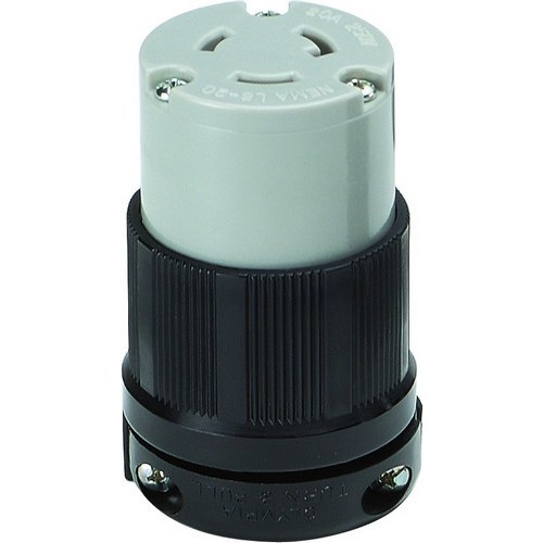 Twist Lock Female Receptacles 2 Pole 3 Wire 20A 250VAC - Female Twist Lock Plugs and Receptacles are Perfect for Generators and Other Equipment Power Applications.Twist Lock Female Receptacles 2 Pole 3 Wire 20A 250VAC features include:  Commonly used with most generators Rugged Nylon/Polycarbonate Construction resists impact, abrasion, sunlight  chemicals Grooved Housing for enhanced grip All contacts are solid one-piece brass for superior conductivity and reduced heat rise Heavy duty power contacts set in deep pockets to resist damage Heavy duty brass combo head terminal screws Clear terminal chamber allows for visual inspection of terminals Cord strain relief and rubber grommet to seal from environment Includes grounding screw cULus Listed Order Qty of 1 = 1 Piece Below is more info on our Twist Lock Female Receptacles 2 Pole 3 Wire 20A 250VAC