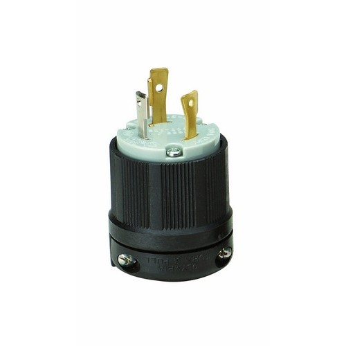 Twist Lock Male Plugs 2 Pole 3 Wire 30A 125VAC - Male Twist Lock Plugs and Receptacles are Perfect for Generators and Other Equipment Power Applications.Twist Lock Male Plugs 2 Pole 3 Wire 30A 125VAC features include:  Commonly used with most generators Rugged Nylon/Polycarbonate Construction resists impact, abrasion, sunlight  chemicals Grooved Housing for enhanced grip All contacts are solid one-piece brass for superior conductivity and reduced heat rise Heavy duty power contacts set in deep pockets to resist damage Heavy duty brass combo head terminal screws Clear terminal chamber allows for visual inspection of terminals Cord strain relief and rubber grommet to seal from environment Includes grounding screw cULus Listed Order Qty of 1 = 1 Piece Below is more info on our Twist Lock Male Plugs 2 Pole 3 Wire 30A 125VAC