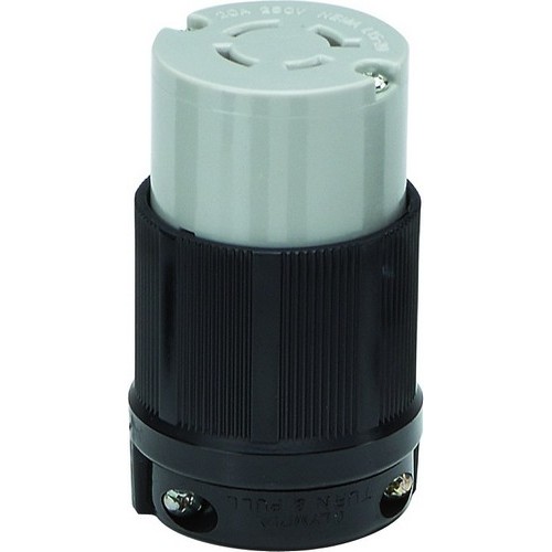 Twist Lock Female Plug 3 Pole 4 Wire 20A 250VAC - Female Twist Lock Plug for Generators and other Equipment Power Applications.Twist Lock Female Plug 3 Pole 4 Wire 20A 250VAC features include:  Commonly used with most generators Rugged Nylon/Polycarbonate Construction resists impact, abrasion, sunlight  chemicals Grooved Housing for enhanced grip All contacts are solid one-piece brass for superior conductivity and reduced heat rise Heavy duty power contacts set in deep pockets to resist damage Heavy duty brass combo head terminal screws Clear terminal chamber allows for visual inspection of terminals Cord strain relief and rubber grommet to seal from environment Includes grounding screw cULus Listed Order Qty of 1 = 1 Piece Below is more info on our Twist Lock Female Plugs 3 Pole 4 Wire 20A 250VAC
