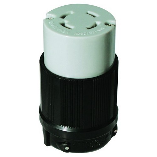 Twist Lock Female Plug 3 Pole 4 Wire 30A 125-250VAC - Female Twist Lock Plug for Generators and other Equipment Power Applications.Twist Lock Female Plug 3 Pole 4 Wire 30A 125-250VAC features include:  Commonly used with most generators Rugged Nylon/Polycarbonate Construction resists impact, abrasion, sunlight  chemicals Grooved Housing for enhanced grip All contacts are solid one-piece brass for superior conductivity and reduced heat rise Heavy duty power contacts set in deep pockets to resist damage Heavy duty brass combo head terminal screws Clear terminal chamber allows for visual inspection of terminals Cord strain relief and rubber grommet to seal from environment Includes grounding screw cULus Listed Order Qty of 1 = 1 Piece Below is more info on our Twist Lock Female Plugs 3 Pole 4 Wire 30A 125-250VAC