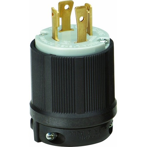 Twist Lock Male Plug 3 Pole 4 Wire 30A 250VAC - Male Twist Lock Plug for Generators and other Equipment Power Applications.Twist Lock Male Plug 3 Pole 4 Wire 30A 250VAC features include:  Commonly used with most generators Rugged Nylon/Polycarbonate Construction resists impact, abrasion, sunlight  chemicals Grooved Housing for enhanced grip All contacts are solid one-piece brass for superior conductivity and reduced heat rise Heavy duty power contacts set in deep pockets to resist damage Heavy duty brass combo head terminal screws Clear terminal chamber allows for visual inspection of terminals Cord strain relief and rubber grommet to seal from environment Includes grounding screw cULus Listed Order Qty of 1 = 1 Piece Below is more info on our Twist Lock Male Plugs 3 Pole 4 Wire 30A 250VAC