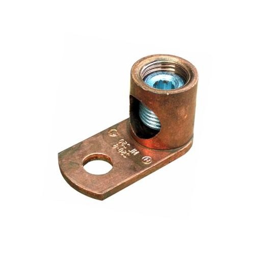 Copper Mechanical Lugs #8-1/0 - Highly efficient Electrolytic Copper Mechanical Lugs for Copper conductor.Copper Mechanical Lugs #8-1/0 features include:  Electrolytic Copper mechanical lugs made from pure 100% conductive electrolytic Copper Bright Copper finish standard One piece-flat bottomed, for full contact, highest efficiency Copper lugs are completely re-usable No special installation tools required Metal stamped with conductor range Suitable for Copper wire only 600 Volt UL486A/CSA listed  Dimension Measurements = Inches Order Qty of 1 = 1 Piece Below is more info on our Copper Mechanical Lugs #8-1/0