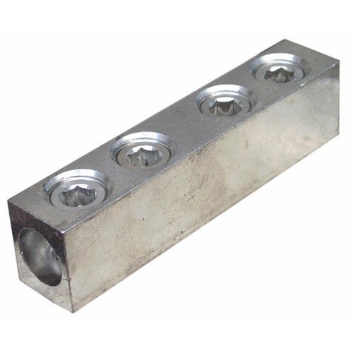 Aluminum Splicers/Reducers 4 Screw 500MCM-3/0 - 4 Screw Aluminum Splice for Copper and Aluminum Cable.Aluminum Splicers/Reducers 4 Screw 500MCM-3/0 features include:  4 Set Screws for Excellent Contact Integrity Aluminum Splice Reducer is AL9CU Dual Rated for both Copper and Aluminum Conductors Manufactured from High Strength 6061-T6 Aluminum Alloy to ensure both Maximum Strength and Conductivity Electro Tin Plated to provide low contact resistance and protection against corrosion 4 Screw Aluminum Reducer is rated 600 Volts UL486B/CSA Listed AL9CU Dual Rated Rated for use with Cables up to 194deg;F(90deg;C) 600 Volt Dimension Measurements = Inches Order Qty of 1 = 1 Piece  nbsp;Below is more info on our Aluminum Splicers/Reducers 4 Screw 500MCM-3/0