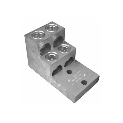 Aluminum Mechanical Lugs Panelboard Lugs - 4 Conductors 600MCM - 2 - Aluminum alloy Panelboard Lug with 4 Conductors.Aluminum Mechanical Lugs Panelboard Lugs - 4 Conductors 600MCM - 2 features include: Aluminum alloy panelboard lug manufactured from high strength 6061-T6 aluminum alloy to insure both maximum strength and conductivity AL9CU Dual rated for both copper and aluminum conductors Electro-tin plated to provide low contact resistance and protection against corrosion Assembly can be made with only a screwdriver or allen wrench and they are re-usable NEMA Drilling 1-3/8 Centers Aluminum lug rated 600V 194deg;F (90deg;C) UL486B/CSA Listed Dimension Measurements = Inches Order Qty of 1 = 1 Piece Below is more info on our Aluminum Mechanical Lugs Panelboard Lugs - 4 Conductors 600MCM - 2