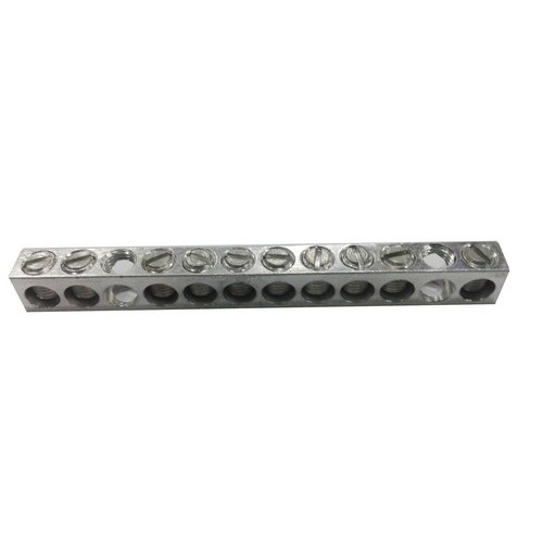 Aluminum Ground/Neutral Bars #14 - #4 4 Circuit - Aluminum Neutral Bars for Grounding or Neutral Terminations in Panels and Control SystemsAluminum Ground/Neutral Bars #14 - #4 4 Circuit features include:  Aluminum Ground/Neutral Bars are Made from 6061-T6 Tin Plated Aluminum Aluminum Ground/Neutral Bars are AL9CU Dual rated for Copper and Aluminum Conductors Aluminum Ground/Neutral Bars are Range Taking 600 Volt cULus Listed Dimension Measurements = Inches Order Qty of 1 = 1 Piece Below is more info on our Aluminum Ground/Neutral Bars #14 - #4 4 Circuit